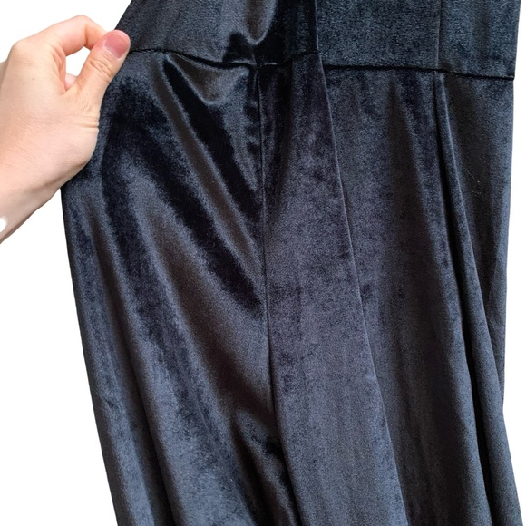 ASOS Collusion UK Black Velvet Jumpsuit Spaghetti Strap V Neck Cross Back Witchy - Picture 16 of 16